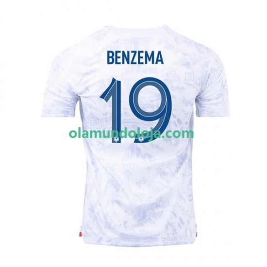 Camisola França Benzema 19 Homem Equipamento Segundo Copa do Mundo 2022 Manga Curta